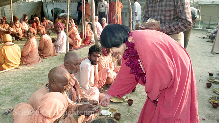 Offering to sadhus